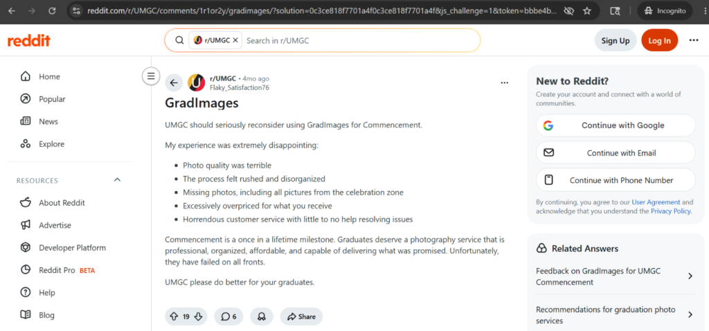 A graduate's review from r/UMGC captures the five complaints that appear most consistently across GradImages feedback.