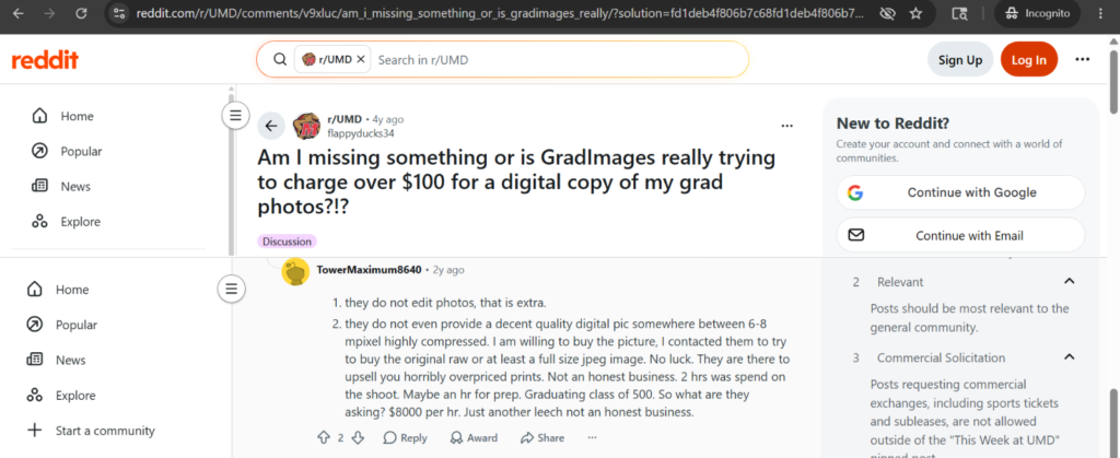These posts — from two separate top-ranked US universities — illustrate why pricing transparency has become a key selection criterion for universities evaluating photo vendors.