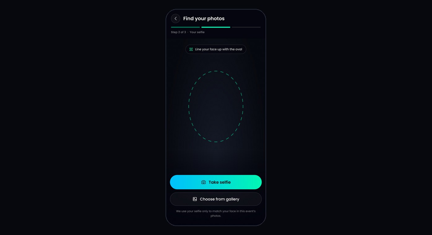 Selfie camera with Take selfie and Choose from gallery