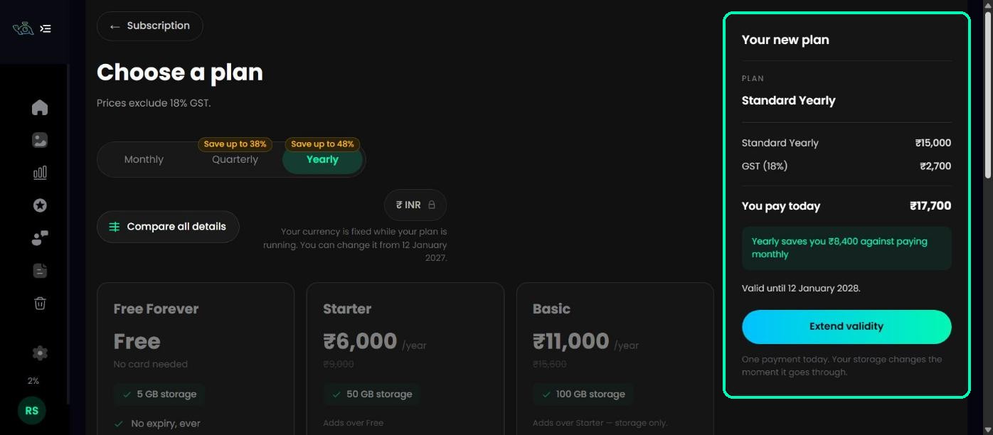Your new plan summary with GST and total